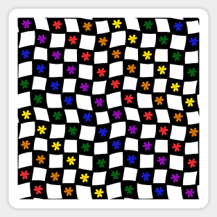 Floral Checker Board - Gay Pride Sticker